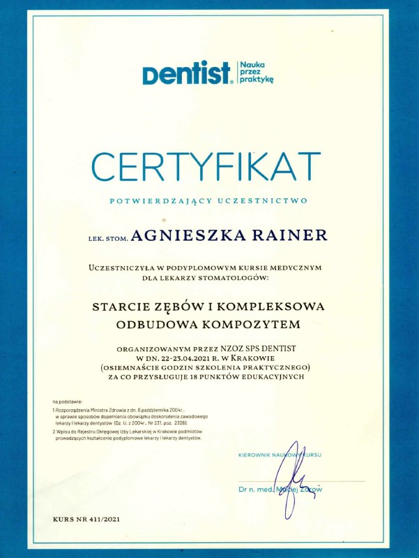 agnieszka-rainer-starcie-zebow-i-kompleksowa-odbudowa-kompozytem-certyfikat